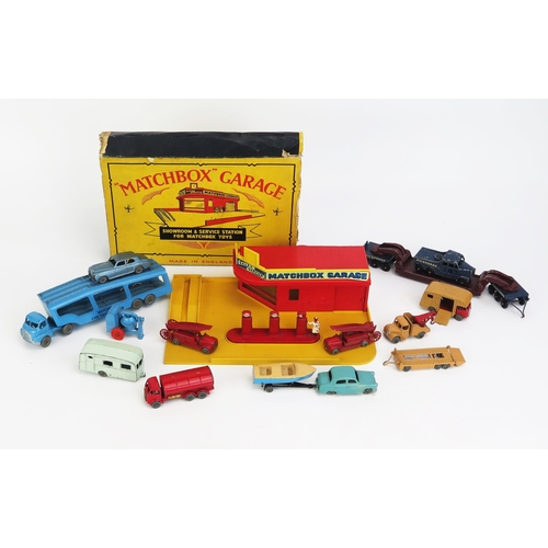 1235 - Matchbox Moko MG1 Service Station with A2 Bedford Car Transporter, Pickfords Scammell Tractor & Trai... 