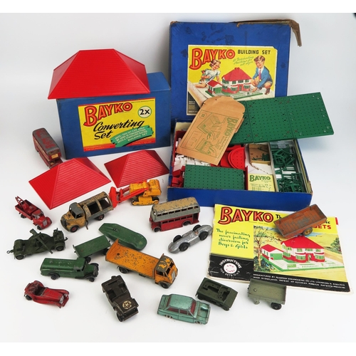 1236 - Dinky etc. Playworn Collection including 29c Bus, 25d Petrol Tanker, 513 Guy Truck etc. and 2 Bayko ... 