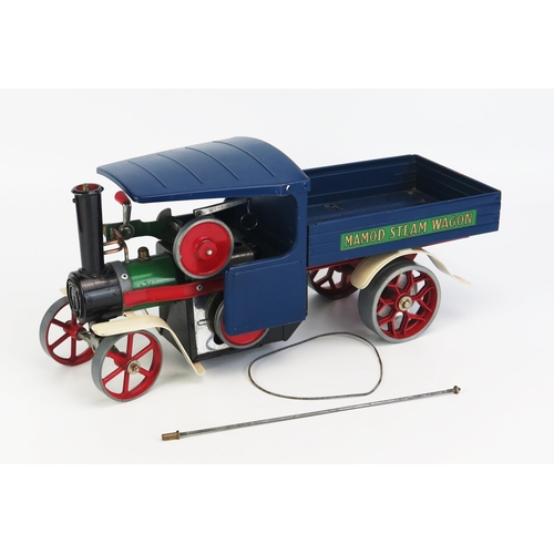 1245 - Mamod SW1 Live Steam Wagon in blue/green/red/black - excellent (untested), steering rod missing hand... 