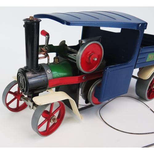 1245 - Mamod SW1 Live Steam Wagon in blue/green/red/black - excellent (untested), steering rod missing hand... 