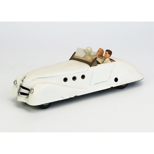 1249 - CIJ (France) Tinplate Clockwork Renault Viva Grand Sport - white body with silver detailing with 3 f... 