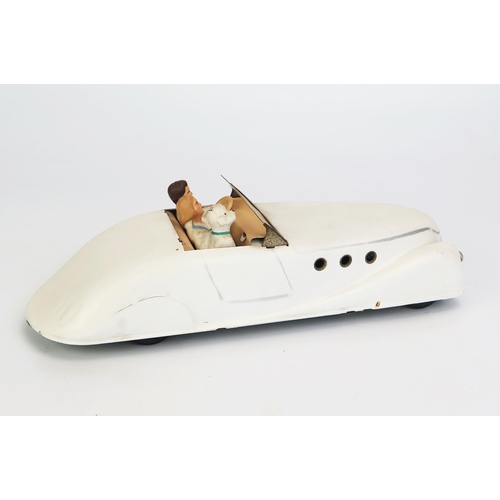 1249 - CIJ (France) Tinplate Clockwork Renault Viva Grand Sport - white body with silver detailing with 3 f... 