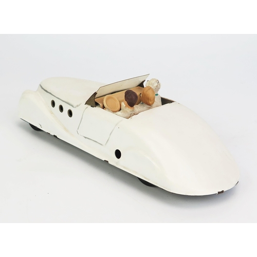 1249 - CIJ (France) Tinplate Clockwork Renault Viva Grand Sport - white body with silver detailing with 3 f... 