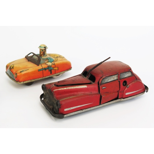 1252 - Tinplate Clockwork Car Trio (1) Joustra (France) 2002 1950's Car - red, opening bonnet, and door rev... 