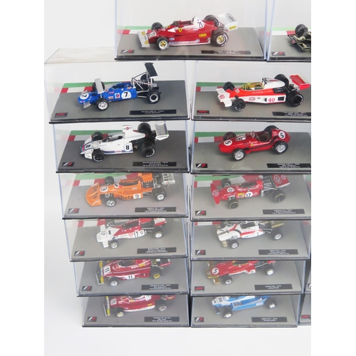 1257 - 34 Panini F1 Model Racing Cars from the 1950's to 1970's, 1:43 Scale including Ferrari, Mercedes, Lo... 