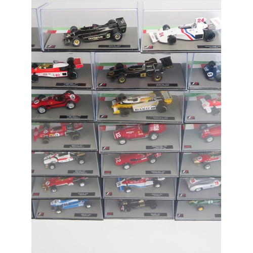 1257 - 34 Panini F1 Model Racing Cars from the 1950's to 1970's, 1:43 Scale including Ferrari, Mercedes, Lo... 