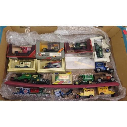 1259 - Tray of Matchbox Models of Yesteryear, Lledo, Corgi Vans and Trucks