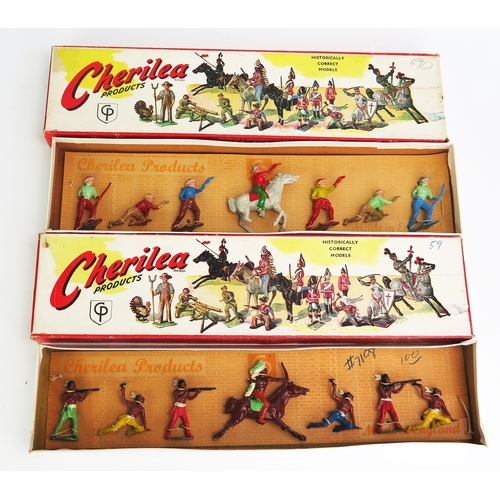 1266 - Cherilea Wild West Series Cowboys & Indians in Separate Box Sets - 1 mounted and 6 other figures in ... 