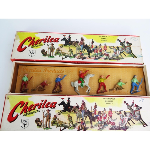 1266 - Cherilea Wild West Series Cowboys & Indians in Separate Box Sets - 1 mounted and 6 other figures in ... 