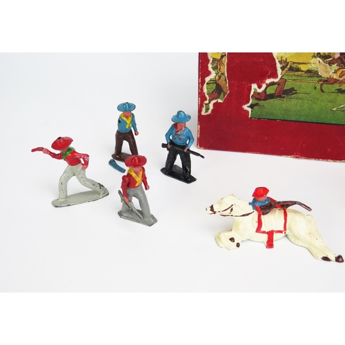 1268 - Johillco Cowboys & Indians Set - 5 Cowboys (one taking cover behind Horse) and 6 Indians (2 mounted)... 