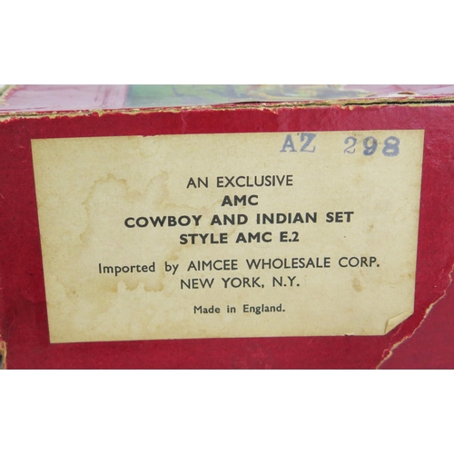 1268 - Johillco Cowboys & Indians Set - 5 Cowboys (one taking cover behind Horse) and 6 Indians (2 mounted)... 