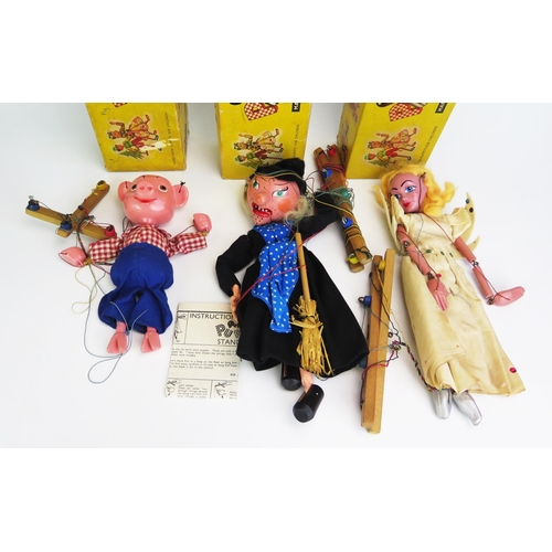 1274 - 3 Pelham Puppets Including Percy Pig, SM Witch and SL Fairy - very good to excellent in boxes with g... 