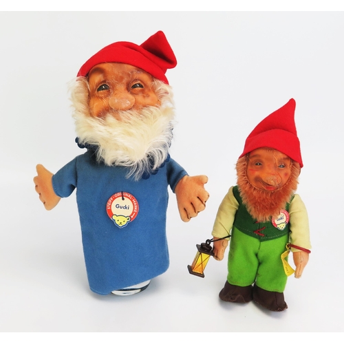 1284 - Steiff Gnome Pair - (1) Lucki 718/2 with chest tag, arm band and yellow tag, (2) Gucki hand puppet w... 