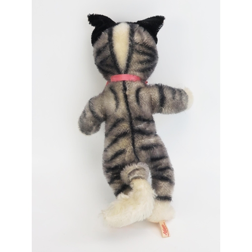 1286 - Schuco Vintage Koko The Cat - white/grey/black, pink ribbon complete with chest tag and white tag (2... 