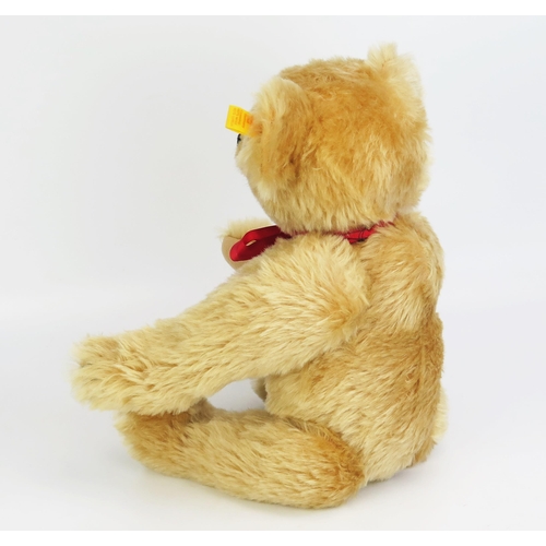 1289 - Steiff 1909 Teddy Bear Replica PA 55 - biscuit, red ribbon, yellow tag and button (32cm seated) - ex... 