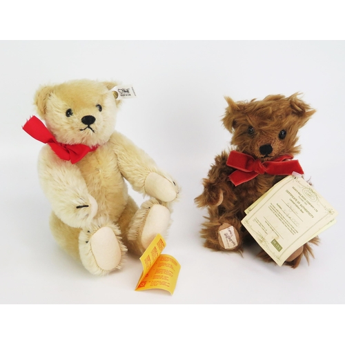 1290 - Steiff Limited Edition Blonde Bear with red ribbon, white tag and barcode tag and another by Dean's ... 