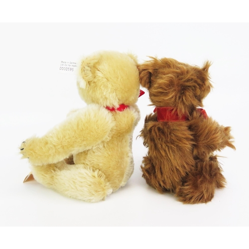 1290 - Steiff Limited Edition Blonde Bear with red ribbon, white tag and barcode tag and another by Dean's ... 