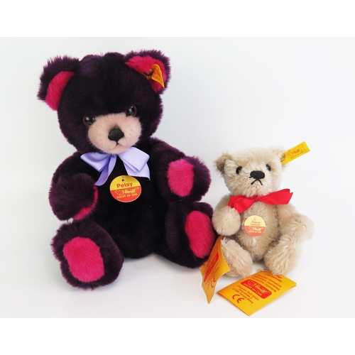 1291 - Steiff Pair to include Petsy 0236/28 and Original Teddy Bear 0207 in grey - both excellent with yell... 