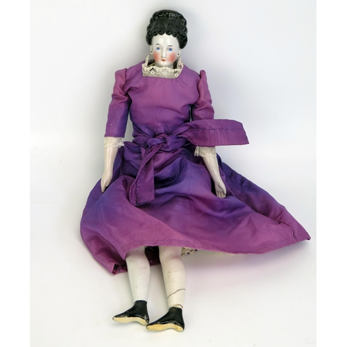 1296B - Porcelain Doll of a Lady in Purple Dress (47cm) a/f