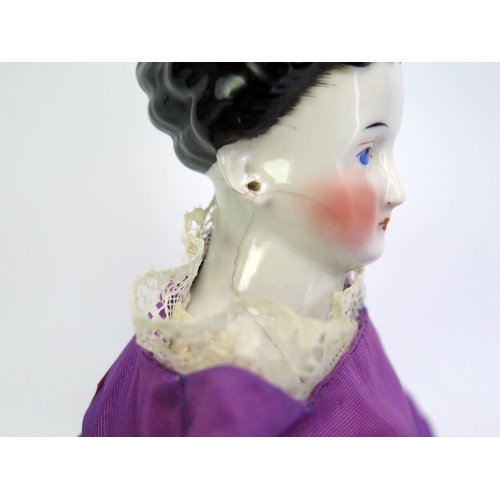 1296B - Porcelain Doll of a Lady in Purple Dress (47cm) a/f