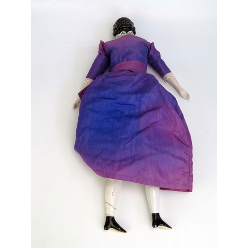 1296B - Porcelain Doll of a Lady in Purple Dress (47cm) a/f