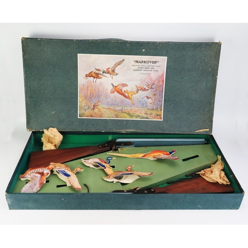 1298 - Chad Valley Markover Shooting Game 1950s, with Flying Birds and pair of Harmless Repeater Guns, card... 