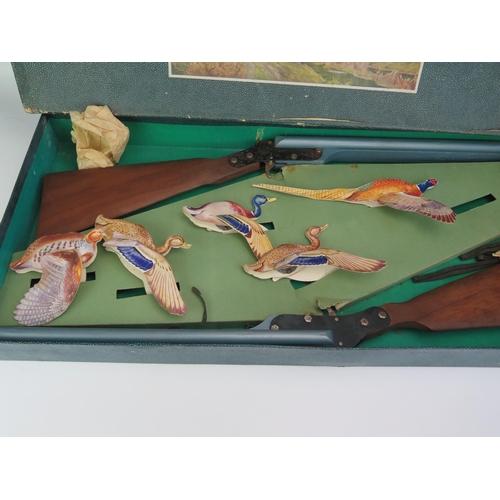 1298 - Chad Valley Markover Shooting Game 1950s, with Flying Birds and pair of Harmless Repeater Guns, card... 