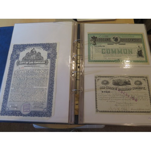 1856 - Scripophily Book by Keith Hollender and large collection of Chinese Bonds, folder of Russian, Americ... 