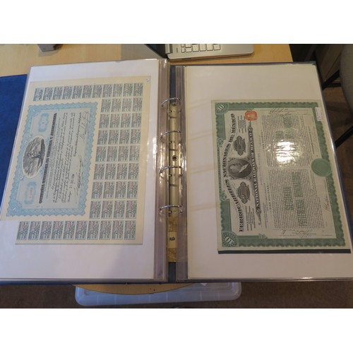 1856 - Scripophily Book by Keith Hollender and large collection of Chinese Bonds, folder of Russian, Americ... 