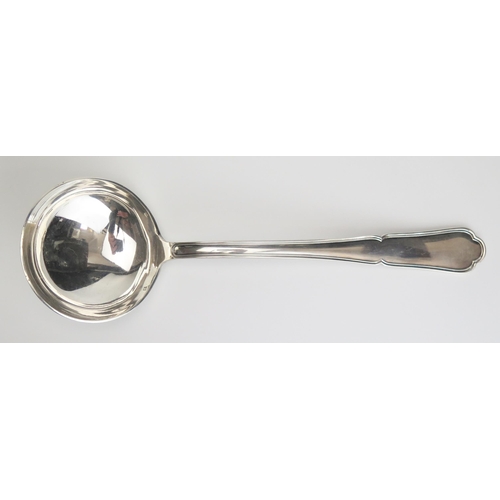 3A - A French silver fiddle and Thread pattern soup ladle, maker possibly Risler & Carre, circa 1900, 31c... 