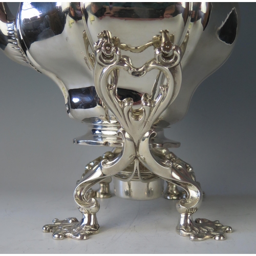 493 - A late William IV silver tea kettle, stand and burner. maker J Wrangham & William Moulson, London, 1... 