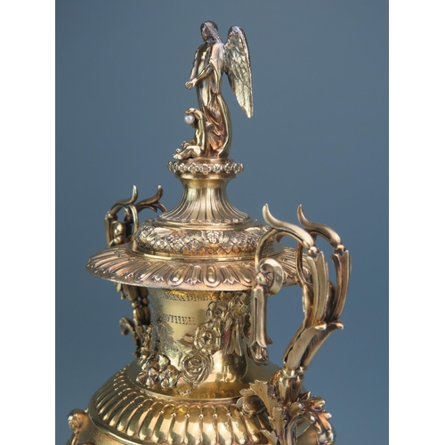 495 - A ROYAL CHRISTENING PRESENT:- AN EARLY VICTORIAN SILVER-GILT CUP & COVER, maker John Mortimer & John... 