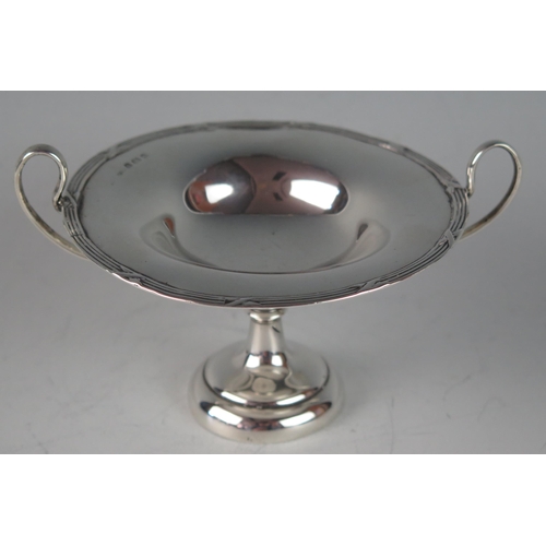 70 - An Edward VII silver twin handled pedestal bon bon dish, maker's mark worn, Birmingham, 1906, the ci... 