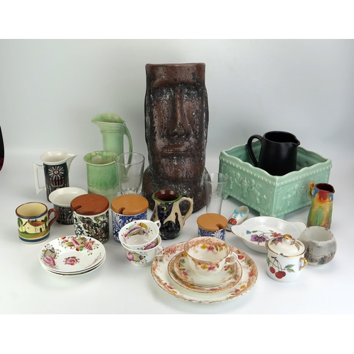 1059 - A collection of assorted ceramics, includes Dartmouth pottery square jardinière, Beswick wares, Goss... 