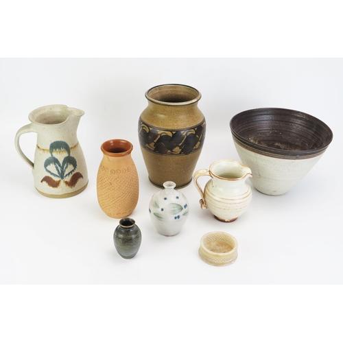 1060 - A collection of studio ceramics, including jugs vases, etc.