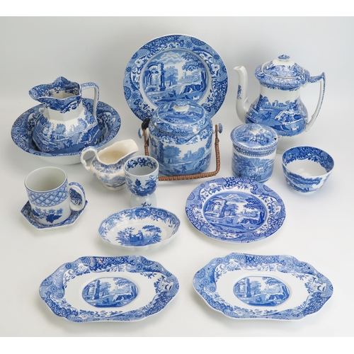 1075 - A collection of Copeland Spode blue and white wares includes 