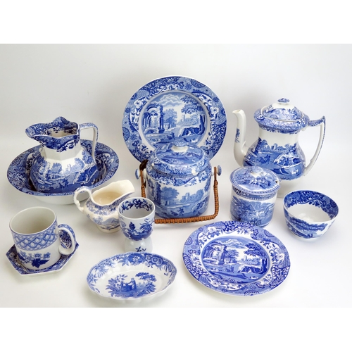 1075 - A collection of Copeland Spode blue and white wares includes 