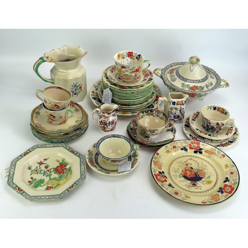 1084 - A Mason's Fenton jug, assorted side plates, cake plates, tureen and cover, jugs, cups and saucers.