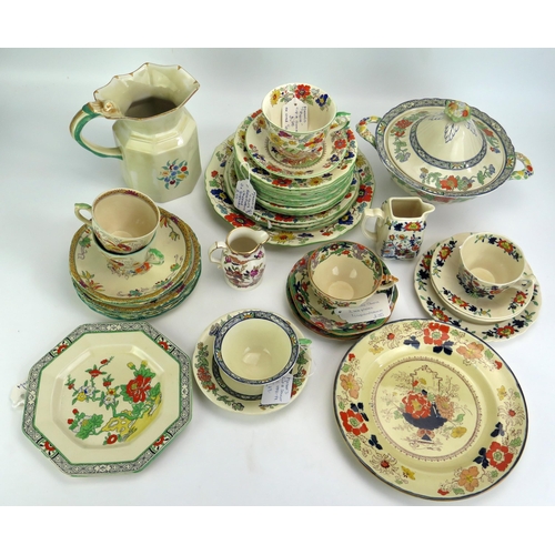 1084 - A Mason's Fenton jug, assorted side plates, cake plates, tureen and cover, jugs, cups and saucers.