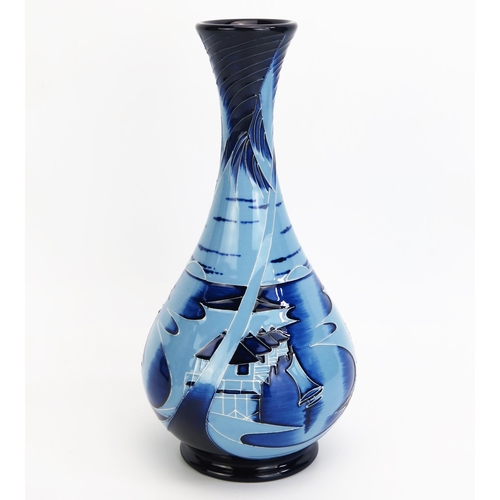 1096 - A Moorcroft pottery vase with 'Blue Lagoon' decoration designed by Paul Hilditch, released in 2010, ... 