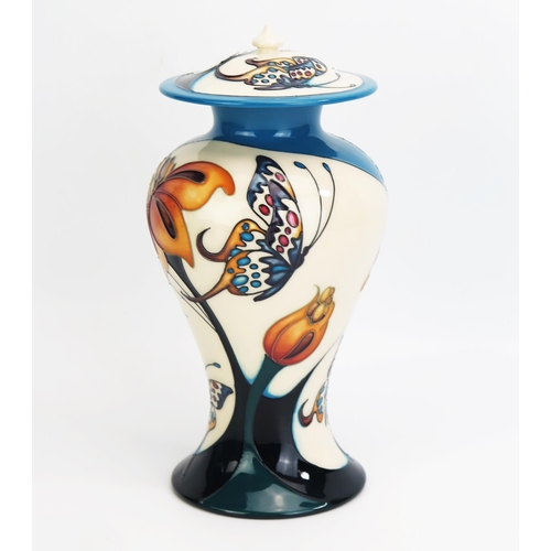 1099 - A Moorcroft pottery vase and cover with 'Butterfly Medley' designed by Emma Bossons, released in 200... 