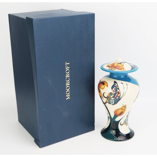 1099 - A Moorcroft pottery vase and cover with 'Butterfly Medley' designed by Emma Bossons, released in 200... 