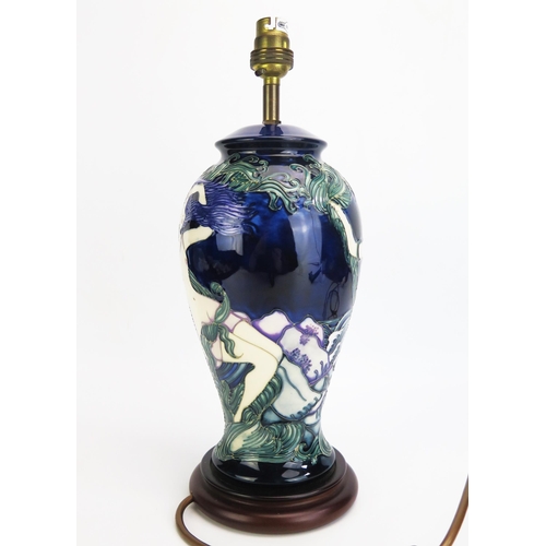 1108 - A rare Moorcroft pottery vase table lamp, with female nude decoration, designed by Sarah Pendleberry... 