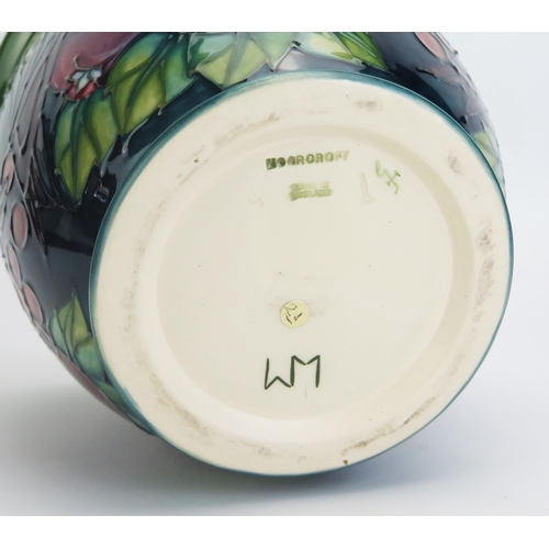 1109 - A Moorcroft pottery jardinière with 'Green Finch' decoration designed by Sally Tuffin, released in 1... 