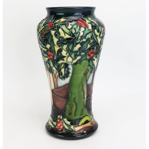 1114A - A Moorcroft pottery vase with 'Holly Hatch' decoration designed by Rachel Bishop, released in 1998, ... 