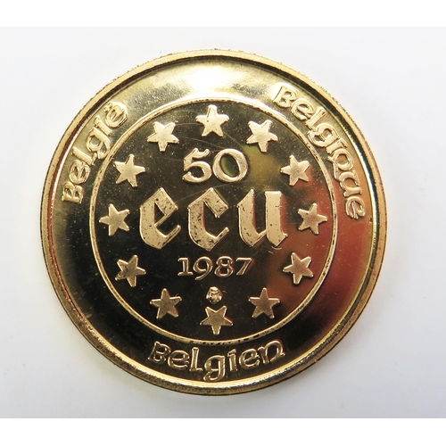 1126 - A Belgium 1987 50 Ecu Gold Coin, 17.28g, 15.55174 pure gold