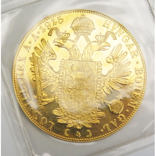 1127 - An Austrian 1915 $ Ducat Gold Coin, 13.963g (13.767g pure gold) in a sealed sleeve