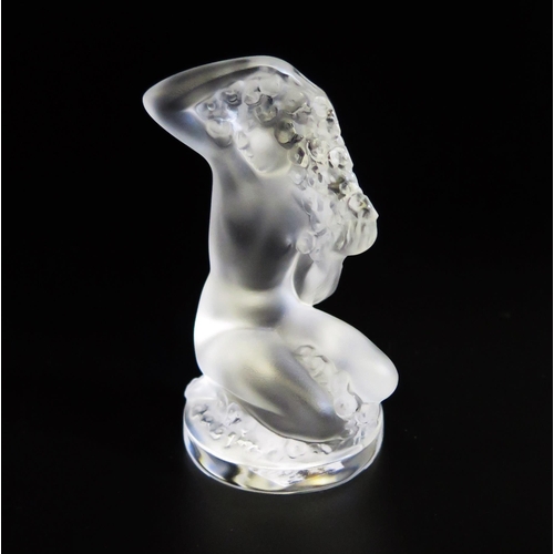 1148A - Lalique, France, nude woman in frosted art glass. Mid-20th century, signed Lalique, France to the ci... 