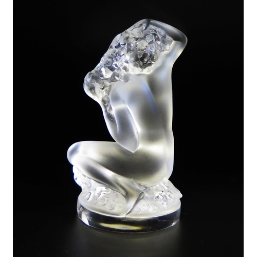 1148A - Lalique, France, nude woman in frosted art glass. Mid-20th century, signed Lalique, France to the ci... 