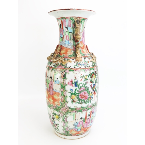 1161 - A large late 19th century Cantonese porcelain export ware vase painted coloured enamels of panels de... 